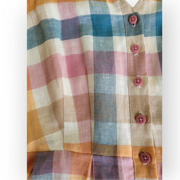 Gal Meets Glam Linen Puff Sleeve Midi Dress size S - Picture 9 of 15